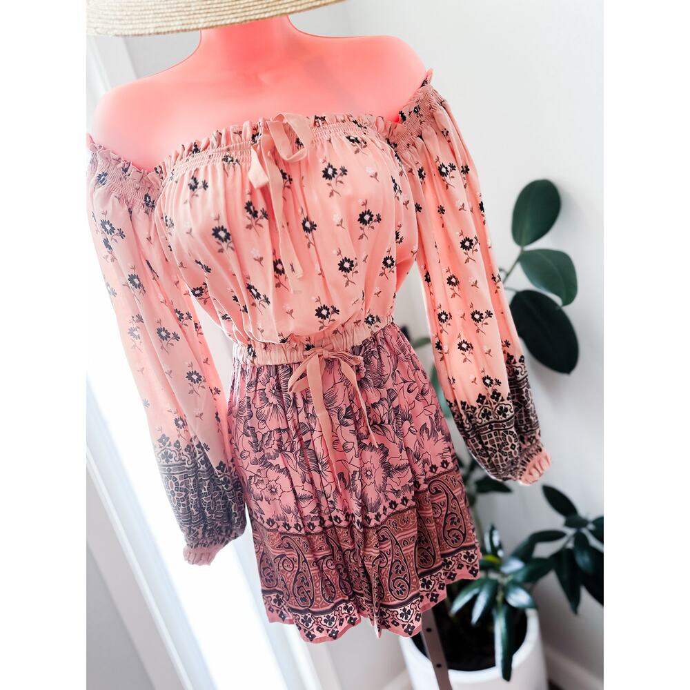 New Spell & the Gypsy Wanderlust off shoulder boho dreams printed mini dress - Picture 3 of 4